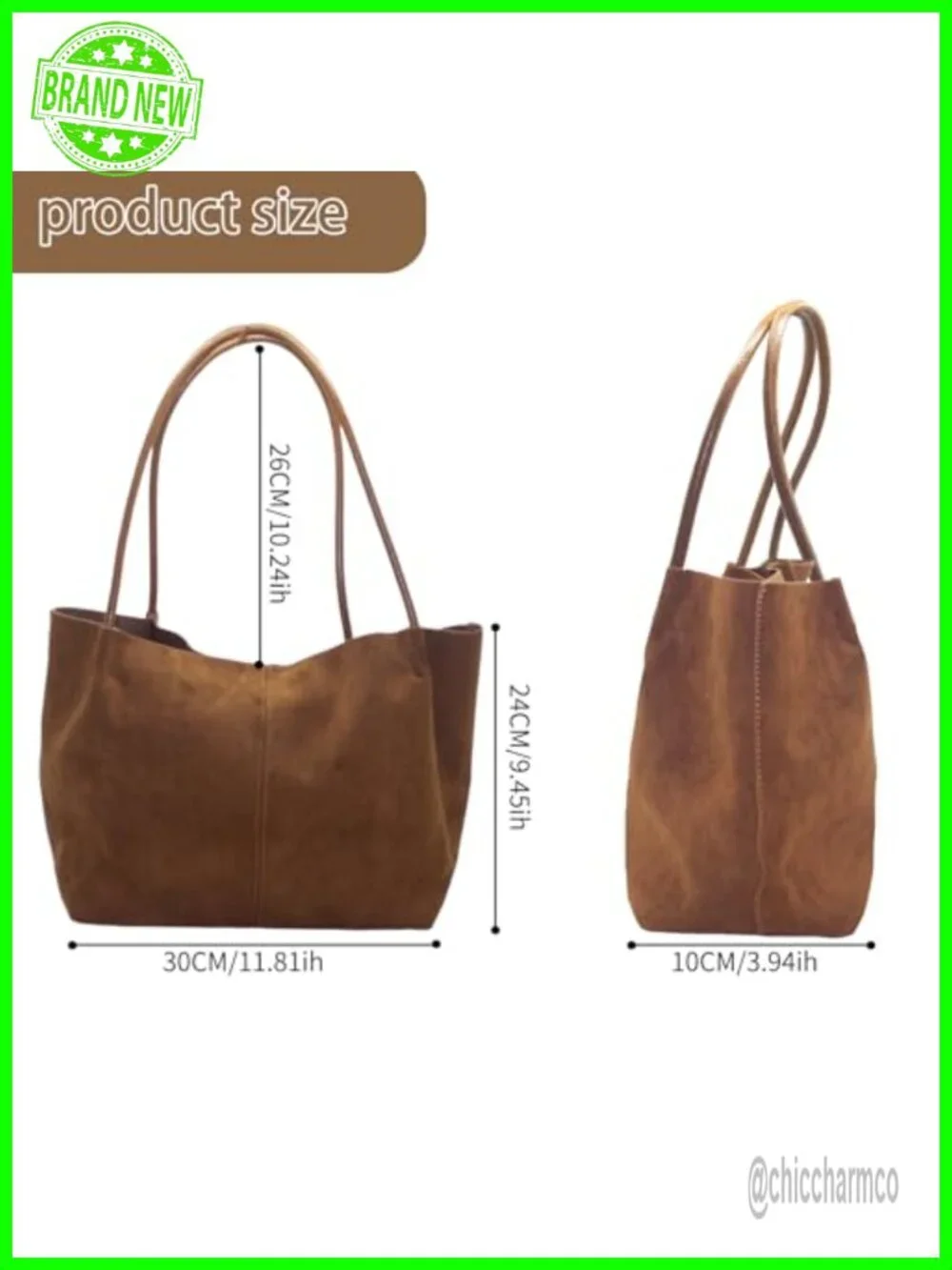 Faux Suede Tote Bag with Large Capacity, Soft Hobo Shoulder Bag